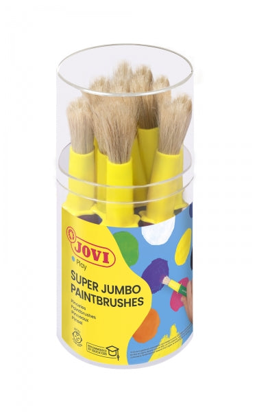 Jovi Super Jumbo Paint Brushes Bote 9 Pinceles Gruesos Pelo Cerda - Mango de Plastico - No Gotean - Limpieza Facil - Sistema de Corona Antirrodamiento - Color Varios 1 pieza(s)