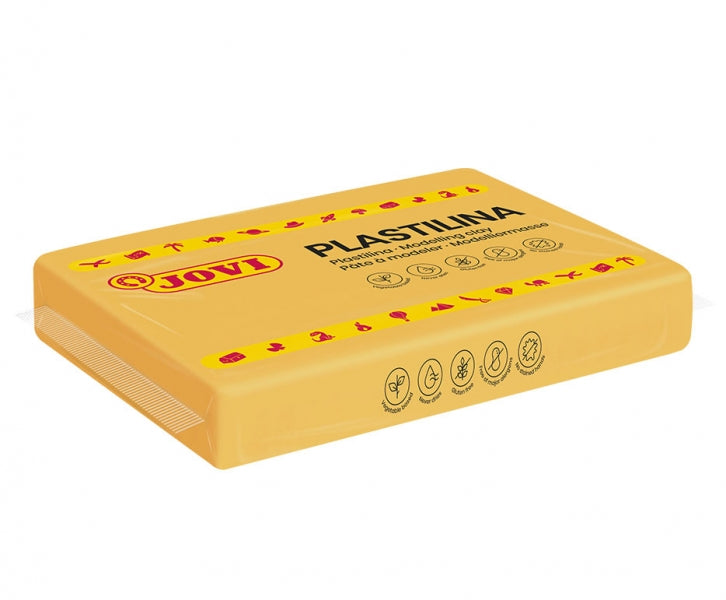 Jovi Caja de 15 Pastillas de Plastilina 350gr - 100% Vegetal - Muy Moldeable - No Se Seca - sin Gluten - Inocua - Ideal para Volumen y Moldes - Color Amarillo 1 pieza(s)