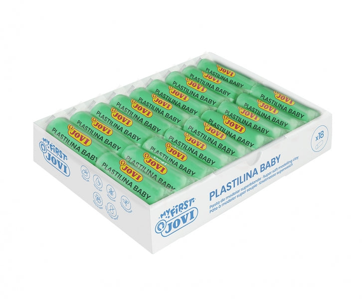 Jovi Baby Caja de 18 Pastillas de Plastilina - Pasta Modelar Super Blanda Verde - Estimula Movimiento y Fortalecimiento Muscular - Fomenta Estimulacion Sensorial - Color Verde 1 pieza(s)