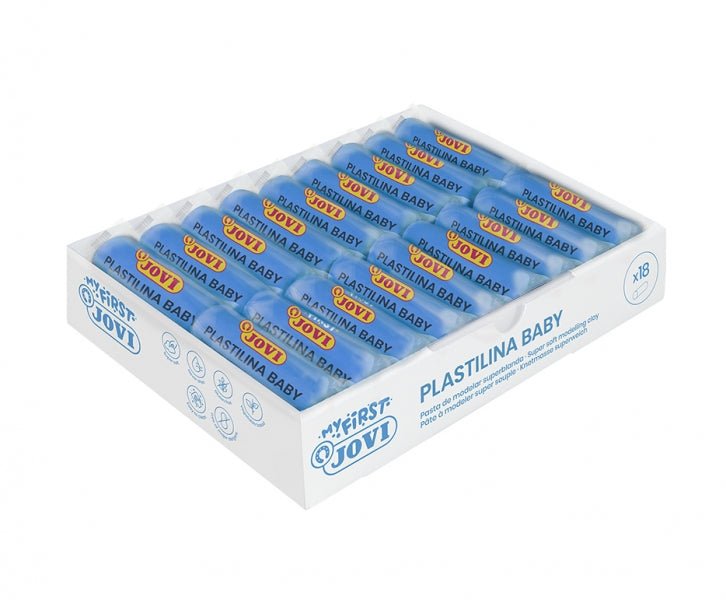 Jovi Baby Caja de 18 Pastillas de Plastilina - Pasta Modelar Super Blanda - Estimula Creatividad y Sensibilidad Tactil - Fortalece Musculos de Dedos y Manos - Color Azul 1 pieza(s)