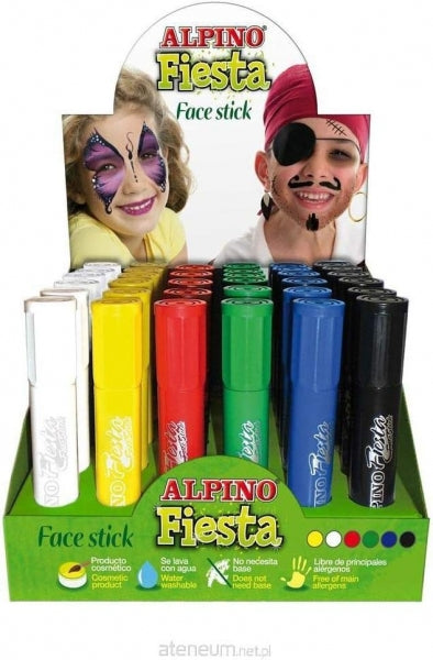 Alpino Fiesta Face Stick Expositor con 36 Barritas de Pintura Facial - Sistema Retractil Giratorio - Se Lava con Agua - Testado Dermatologicamente 1 pieza(s)