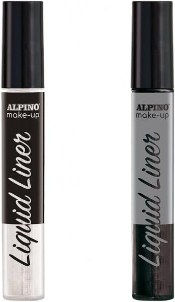 Alpino Make-up Liquid Liner Pack con 2 Botes de Maquillaje Liquido con Aplicador - Se Lava con Agua - Testado Dermatologicamente - Colores Blanco y Negro 1 pieza(s)