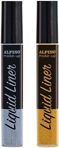 Alpino Make-up Liquid Liner Pack con 2 Botes de Maquillaje Liquido con Aplicador - Se Lava con Agua - Testado Dermatologicamente - Colores Oro y Plata 1 pieza(s)