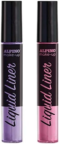 Alpino Make-up Liquid Liner Pack con 2 Botes de Maquillaje Liquido con Aplicador - Se Lava con Agua - Testado Dermatologicamente - Colores Rosa y Lila 1 pieza(s)