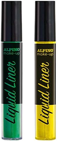 Alpino Make-up Liquid Liner Pack con 2 Botes de Maquillaje Liquido con Aplicador - Se Lava con Agua - Testado Dermatologicamente - Colores Amarillo y Verde 1 pieza(s)