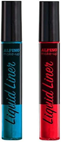 Alpino Make-up Liquid Liner Pack con 2 Botes de Maquillaje Liquido con Aplicador - Se Lava con Agua - Testado Dermatologicamente - Colores Azul y Rojo 1 pieza(s)