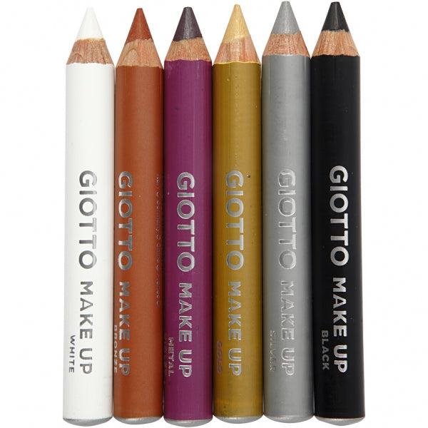 Giotto Make Up Metallic Pack con 6 Lapices Cosmeticos - Se Lava con Agua - Dermatologicamente Testado - Colores Metalicos Surtidos 1 pieza(s)