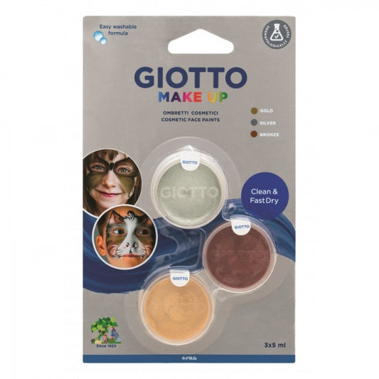 Giotto Make Up Metallic Pack con 3 Maquillajes Faciales - Se Lava con Agua - Dermatologicamente Testado - Colores Metalicos Surtidos 1 pieza(s)