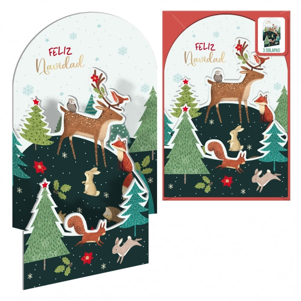 DOHE - CHRISTMAS DOHE 115x170 ANIMALES EN EL BO - Pack de 6 unidades