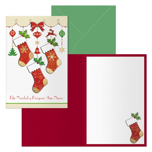 Dohe Calcetines Pack de 6 Tarjetas de Felicitacion Navideña con Sobre - Tamaño Cerrada 11.5x17cm, Abierta 23x17cm - Papel Offset - Impresas a todo Color 1 pieza(s)