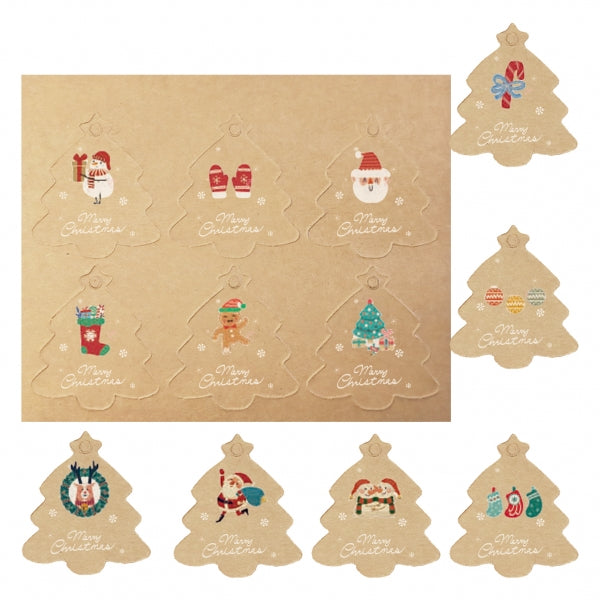 Dohe Navidad Kraft Pack de 48 Etiquetas para Regalos - Diseños Navidad - Tamaño 4,5x5cm - Troqueladas sobre Cartulina - Incluyen Cordon 1 pieza(s)