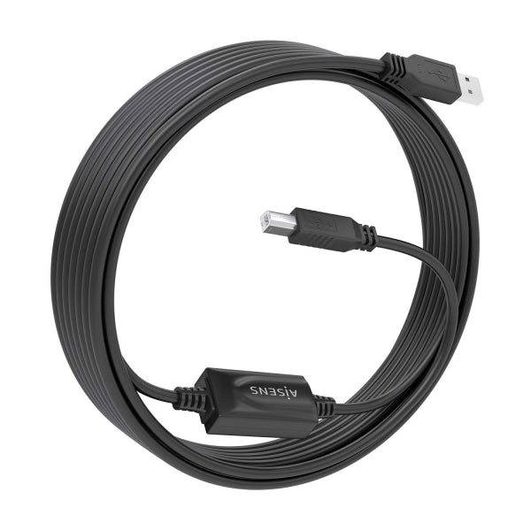 Aisens Cable USB 2.0 con Amplificador - Tipo A/M-B/M - 10m - Color Negro 1 pieza(s)