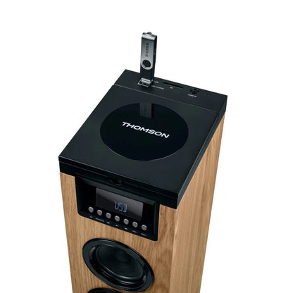 Thomson Cosy DS122CD Torre de Sonido 60W Bluetooth 5.0 - Reproductor de CD - Entrada AUX 3,5mm, USB y Lector de Tarjetas SD/MMC - Mando a Distancia - Color Madera/Negro 1 pieza(s)