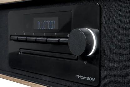 Thomson MIC300IBT Micro Cadena 60W Bluetooth 5.0 - Reproductor de CD, Radio FM, Reproductor USB (MP3) - Funcion de Carga Inalmbrica - Mando a Distancia - Color Madera/Negro 1 pieza(s)