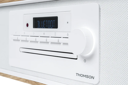 Thomson MIC300IBT Micro Cadena 60W Bluetooth 5.0 - Reproductor de CD, Radio FM, Reproductor USB (MP3) - Funcion de Carga Inalmbrica - Mando a Distancia - Color Madera/Blanco 1 pieza(s)