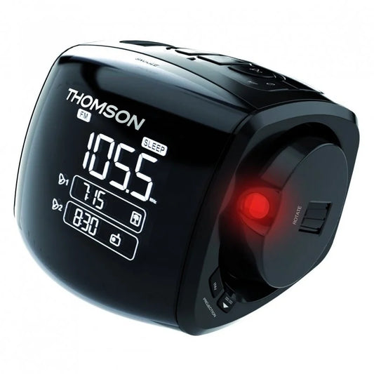 Thomson Radio Reloj Despertador con Proyector - Pantalla LCD - Despiertate con Buzzer, Radio o 4 Sonidos de la Naturaleza - Color Negro 1 pieza(s)