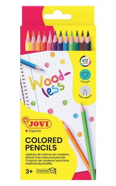 Jovi Woodless Pack de 12 Lapices de Colores - Forma Triangular - Minas Resistentes - Sin Madera - Colores Surtidos 1 pieza(s)