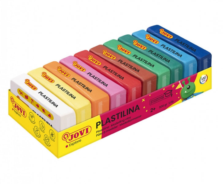 Jovi Pack de 10 Pastillas de Plastilina 50gr - 100% Vegetal - Muy Moldeable - No Se Seca - Colores Mezclables - Colores Surtidos 1 pieza(s)