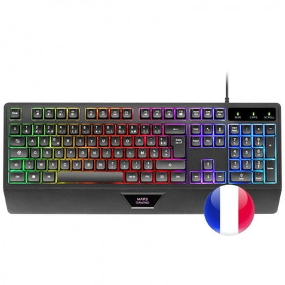 Mars Gaming MCP124 Combo Gaming 3en1 - Teclado H-Mech Ergonomico - Raton RGB Switches HUANO - Alfombrilla Nanotextil Rainbow - Compatibilidad Multiplataforma - Color Negro 1 pieza(s)