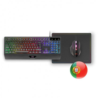 Mars Gaming MCP124 Combo Gaming 3en1 - Teclado H-Mech RGB - Raton 3200 DPI Switches HUANO - Alfombrilla Nanotextil Rainbow - Multiplataforma - Color Negro 1 pieza(s)