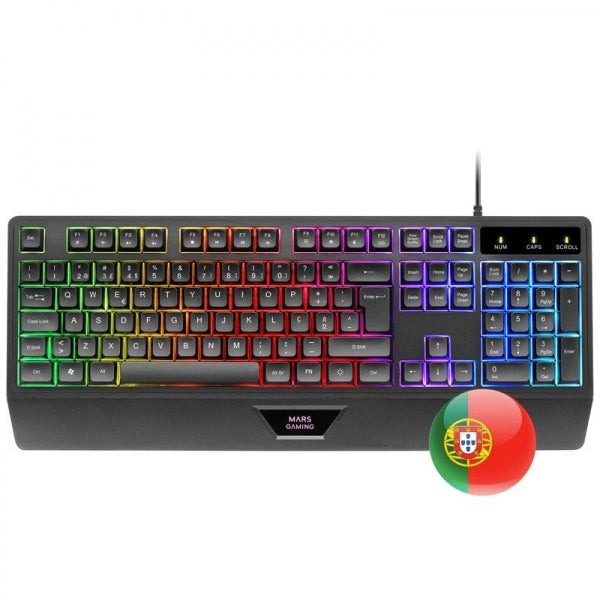 Mars Gaming MCP124 Combo Gaming 3en1 - Teclado H-Mech RGB - Raton 3200 DPI Switches HUANO - Alfombrilla Nanotextil Rainbow - Multiplataforma - Color Negro 1 pieza(s)