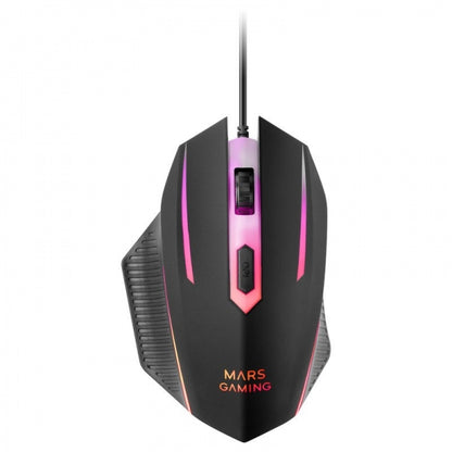 Mars Gaming MCP124 Combo Gaming 3en1 - Teclado H-Mech RGB - Raton 3200 DPI Switches HUANO - Alfombrilla Nanotextil Rainbow - Multiplataforma - Color Negro 1 pieza(s)