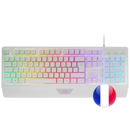 Mars Gaming MCP124 Combo Gaming 3en1 - Teclado H-Mech RGB - Raton Optico HUANO - Alfombrilla Nanotextil Rainbow - Compatibilidad Multiplataforma - Color Blanco 1 pieza(s)