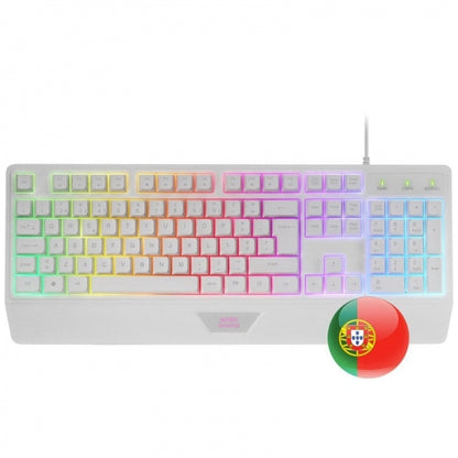 Mars Gaming MCP124 Combo Gaming 3en1 - Teclado H-Mech RGB - Raton RGB Switches HUANO - Alfombrilla Nanotextil Rainbow - Compatibilidad Multiplataforma - Color Blanco 1 pieza(s)