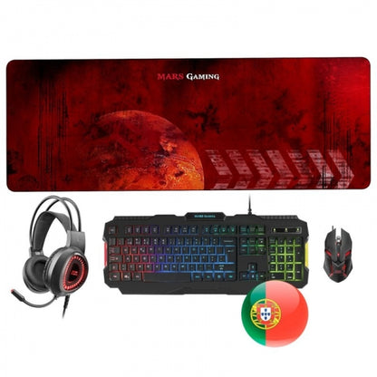 Mars Gaming MCPRGB2 Combo Gaming - Teclado RGB 3 Modos - Raton 4000DPI RGB Flow - Alfombrilla XXL - Auriculares Sonido Premium - Microfono Flexible - Color Varios 1 pieza(s)