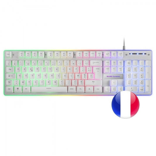 Mars Gaming MCPX Combo Gaming Premium - Teclado H-MECH - Raton 10K DPI - Alfombrilla XXL - Iluminacion FRGB - Multiplataforma - Color Blanco 1 pieza(s)