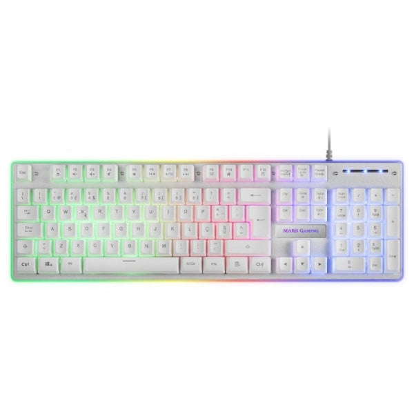 Mars Gaming MCPX Combo Gaming Premium - Teclado Hibrido H-MECH - Raton 10K DPI Ultra Ligero - Alfombrilla XXL - Iluminacion FRGB Rainbow - Color Blanco 1 pieza(s)