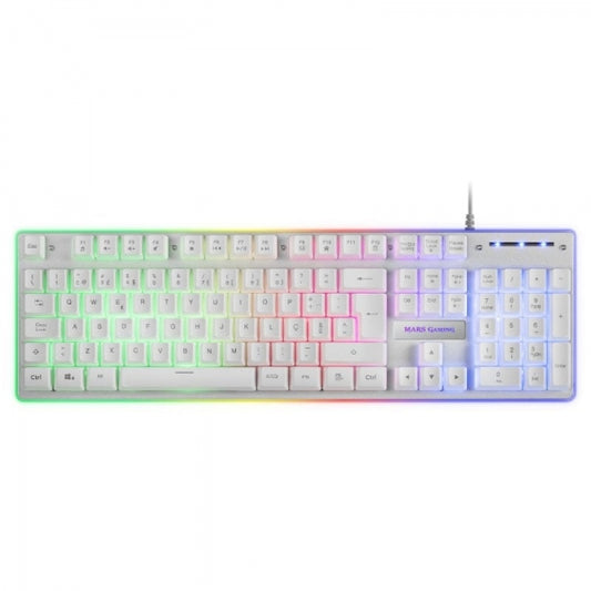 Mars Gaming MCPX Combo Gaming Premium - Teclado Hibrido H-MECH - Raton 10K DPI Ultra Ligero - Alfombrilla XXL - Iluminacion FRGB Rainbow - Color Blanco 1 pieza(s)