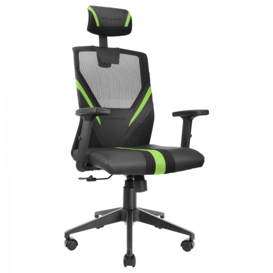 Mars Gaming - MGC-ERGO Verde Silla Gaming Ergonómica Malla Transpirable Soporte Ajustable Cervical + Lumbar + Reposabrazos