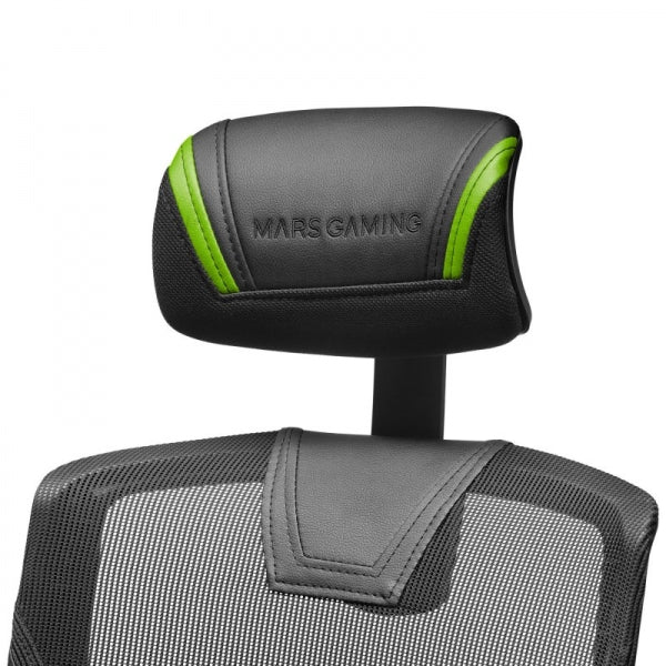 Mars Gaming - MGC-ERGO Verde Silla Gaming Ergonómica Malla Transpirable Soporte Ajustable Cervical + Lumbar + Reposabrazos