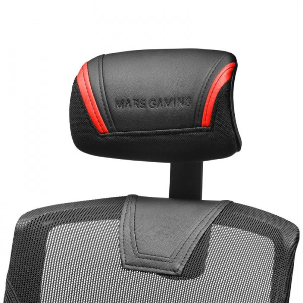 Mars Gaming MGC-ERGO Silla Gaming - Ergonomia Total - Soporte Lumbar y Cervical Ajustable - Reclinacion 90-160° - Base Reforzada - Malla Transpirable - Color Negro 1 pieza(s)