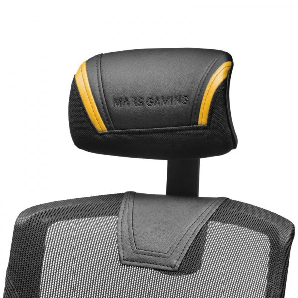 Mars Gaming - MGC-ERGO Amarillo Silla Gaming Ergonómica Malla Transpirable Soporte Ajustable Cervical + Lumbar + Reposabrazos