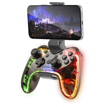 Mars Gaming - MGP-BT Gamepad Bluetooth 5.0 RGB Neon Adaptador Smartphone Giroscopio y Vibración Háptica Joysticks Analógicos Mando para Switch PC Mac Android iOS Raspberry Pi PS3