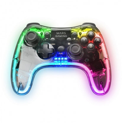 Mars Gaming - MGP-BT Gamepad Bluetooth 5.0 RGB Neon Adaptador Smartphone Giroscopio y Vibración Háptica Joysticks Analógicos Mando para Switch PC Mac Android iOS Raspberry Pi PS3