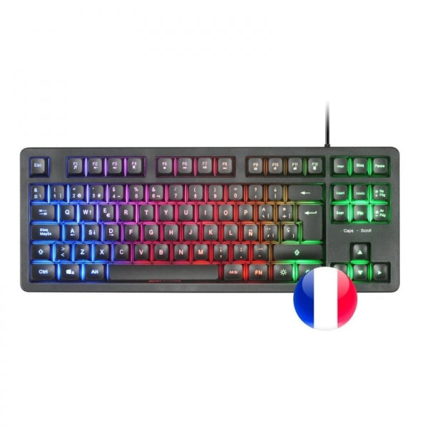 Mars Gaming MK023 Teclado Gaming - Tecnologia H-Mech RED - Iluminacion FRGB LED - Anti-Ghosting - Compatible con Windows, Linux, Consolas - Frances - Color Negro 1 pieza(s)