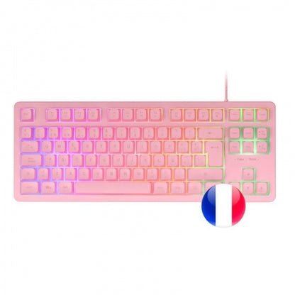 Mars Gaming MK023 Teclado Gaming - Tenkeyless - H-Mech RED - Iluminacion FRGB LED - Anti-Ghosting - Compatible con Windows, Linux, Consolas - Estructura Robusta - Frances - Color Rosa 1 pieza(s)