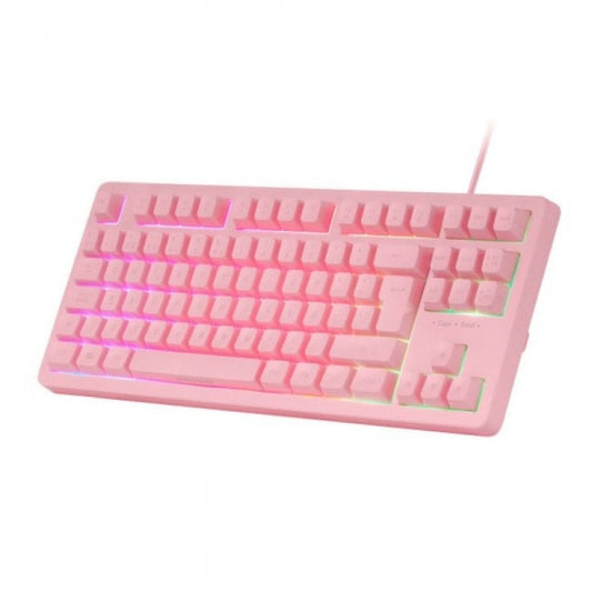 Mars Gaming MK023 Teclado Gaming - Tenkeyless - H-Mech RED - Iluminacion FRGB LED - Anti-Ghosting - Compatible con Windows, Linux, Consolas - Estructura Robusta - Frances - Color Rosa 1 pieza(s)