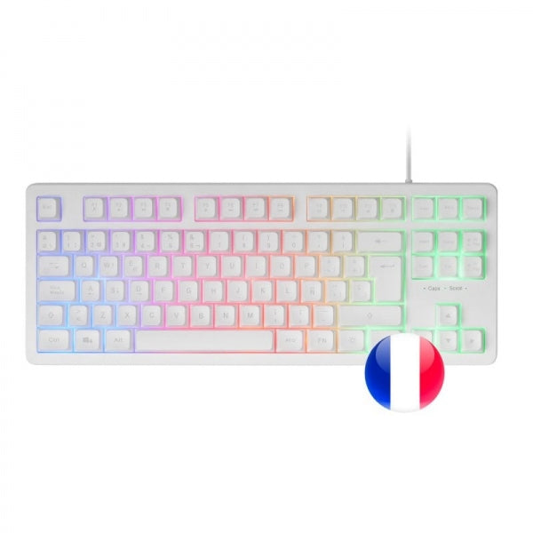 Mars Gaming MK023 Teclado Gaming - Tenkeyless - H-Mech RED - Iluminacion FRGB - Anti-Ghosting - Compatible con Windows, Linux, Consolas - Estructura Duradera - Frances - Color Blanco 1 pieza(s)