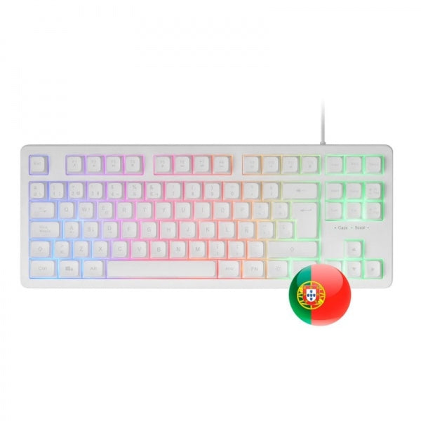 Mars Gaming MK023 Teclado Gaming - Tecnologia H-Mech RED - Iluminacion FRGB LED - Anti-Ghosting - Compatibilidad Universal - Estructura Robusta - Portugues - Color Blanco 1 pieza(s)