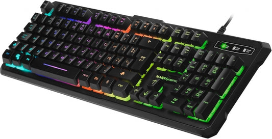 Mars Gaming MK218 Teclado Gaming - Retroiluminacion RGB 9 Efectos - Tecnologia H-MECH - Antighosting Completo - Compatible con Windows, Mac, Linux y Consolas - Aleman - Color Negro 1 pieza(s)