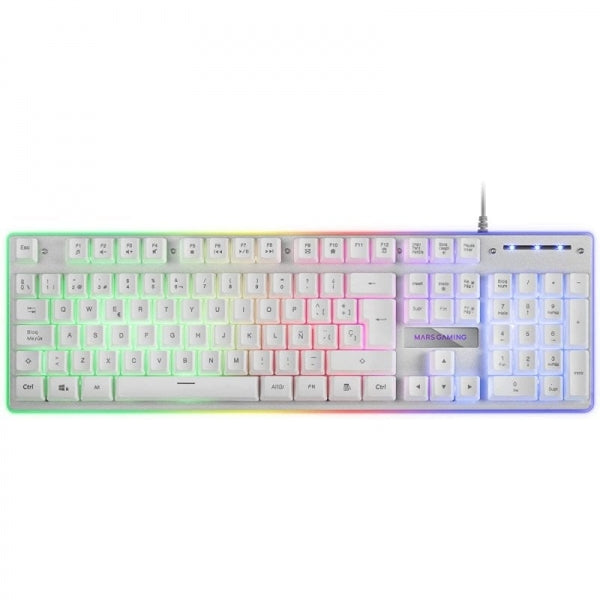 Mars Gaming - MK220W Blanco  Teclado Gaming H-Mech  FRGB Rainbow y Halo  Antighosting  Idioma Español