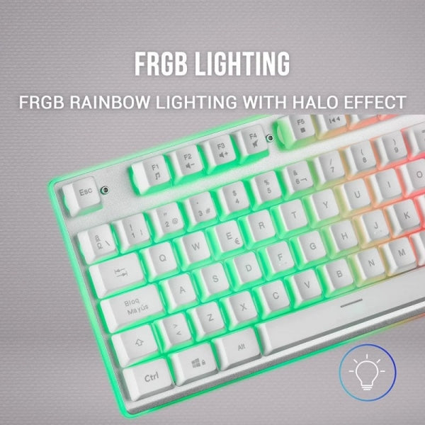 Mars Gaming - MK220W Blanco  Teclado Gaming H-Mech  FRGB Rainbow y Halo  Antighosting  Idioma Español