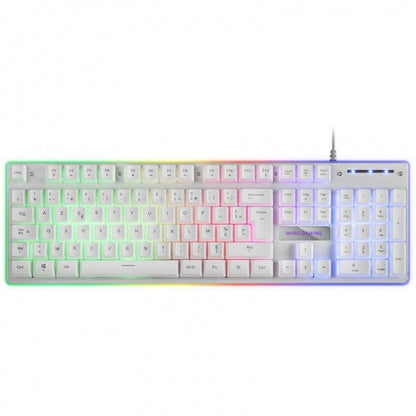 Mars Gaming MK220 Teclado Gaming - Tecnologia H-MECH - Iluminacion FRGB Rainbow Halo - Panel de Aluminio - Alta Durabilidad - Color Blanco 1 pieza(s)