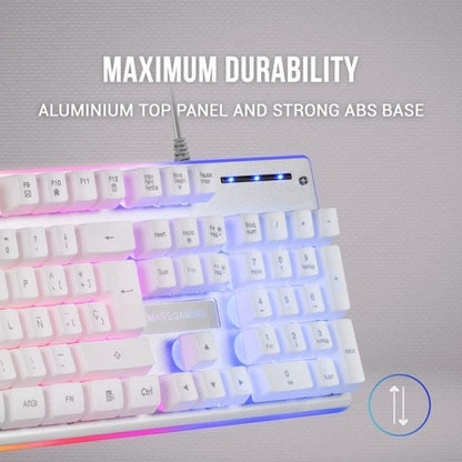 Mars Gaming MK220 Teclado Gaming - Tecnologia H-MECH - Iluminacion FRGB Rainbow Halo - Panel de Aluminio - Alta Durabilidad - Color Blanco 1 pieza(s)