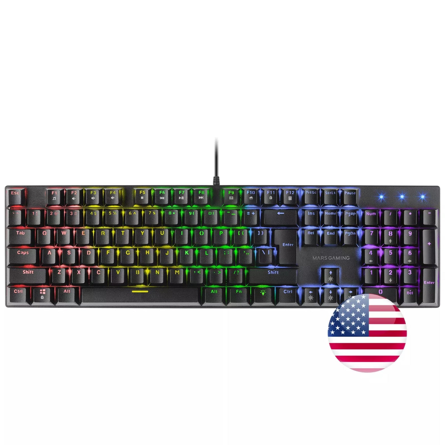 Mars Gaming MK422 Teclado Gaming - Switches Mecanicos Antipolvo - Teclas Imborables - Iluminacion RGB - Chip ARM - Compatibilidad Multiplataforma - US - Color Negro 1 pieza(s)