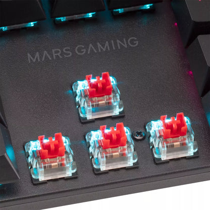 Mars Gaming MK422 Teclado Gaming - Switches Mecanicos Antipolvo - Teclas Imborables - Iluminacion RGB - Chip ARM - Compatibilidad Multiplataforma - US - Color Negro 1 pieza(s)